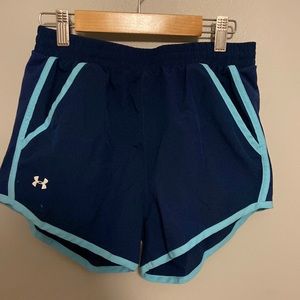 Navy and Light Blue Under Armor Shorts: Youth